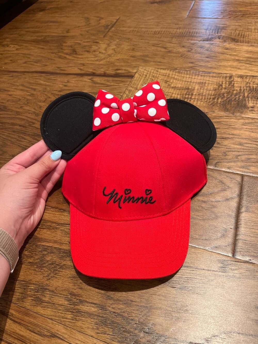Disney Minnie Mouse Baseball Cap with 3D Ears and Polka Dot Bow
